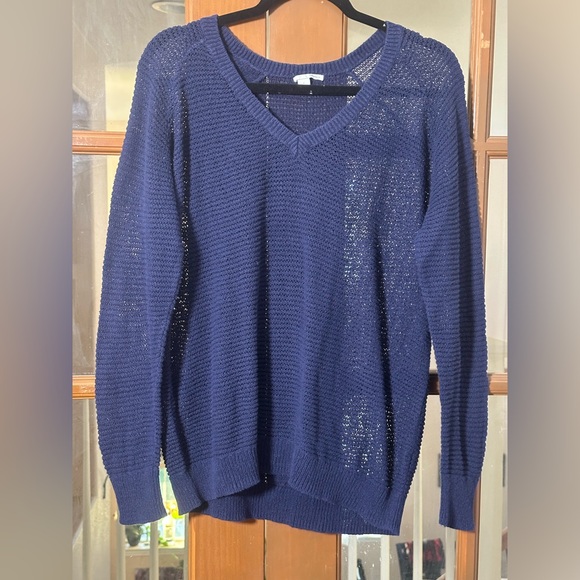 Halogen Navy Blue V-Neck Sweater - Picture 1 of 4